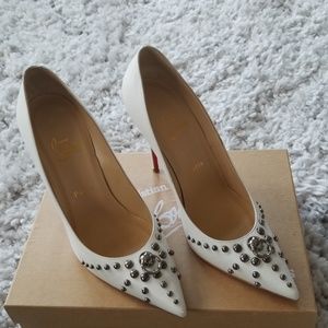 Christian Louboutin white Pumps with Gunmetal